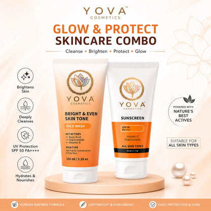Yova Bright & Protect Combo | Face Wash + Glow Sunscreen