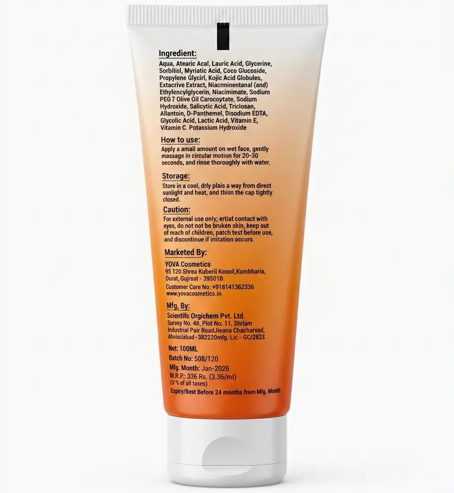 Yova Bright & Even Skin Tone Face Wash (100 ml) YovaCosmetics